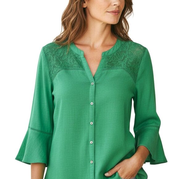Kim Rogers Tops - NWOT Green Lace Blouse